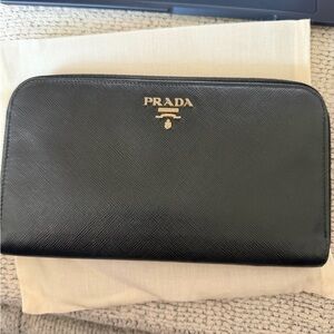 Prada Saffiano Leather Wallet - Black